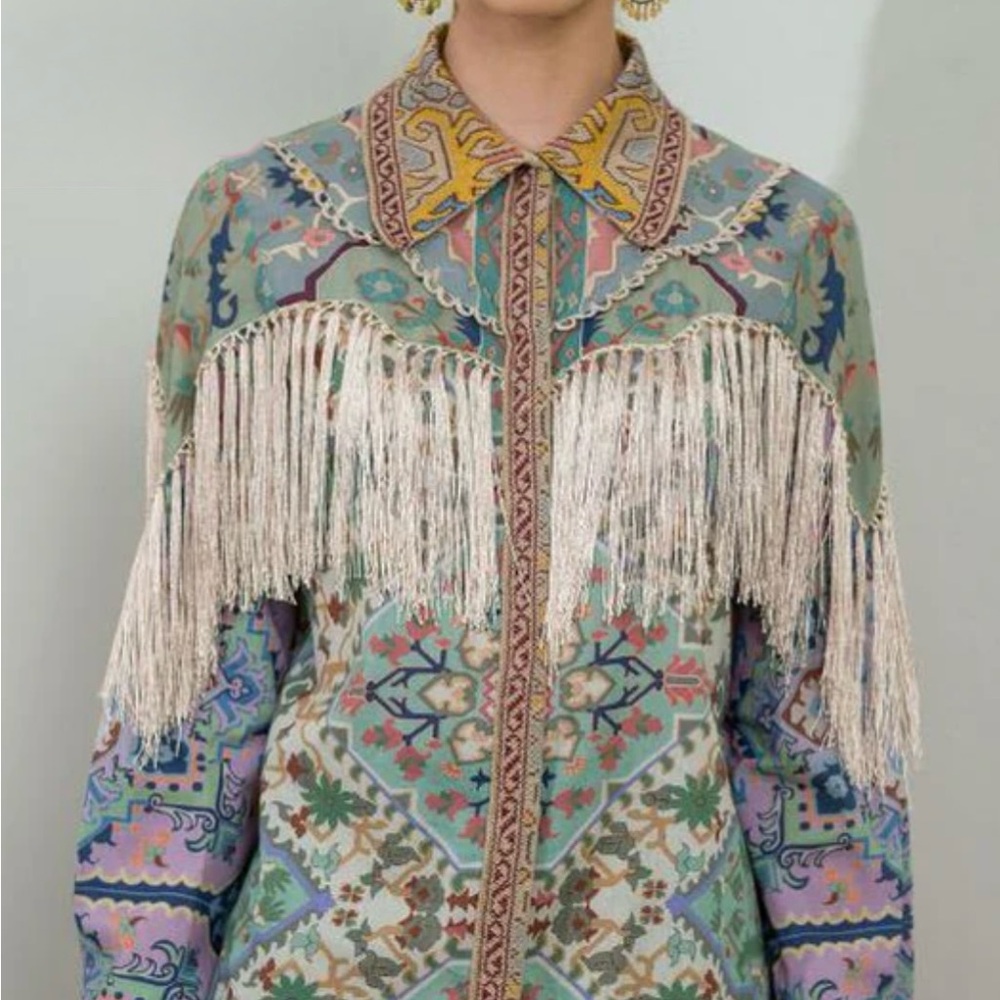 Floral Fringe Blouse - Multicolor